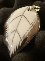 HERENDI porcelán medál - levél - Platina -  Új, ajándéknak is