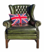 Eredeti Angol Chesterfield Queen Anne füles bőr fotel B326