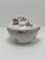 Herendi Lila Apponyi mintás nagy szív alakú bonbonier