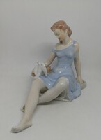 Drasche porcelán galambot etető lány!