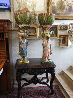 Pair of 19th century Viennese majolica flower vases.