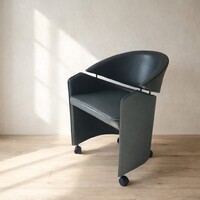 Matteo Grassi Italian Leather Armchair on Casters, 1990s