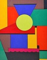 Kassák Lajos: Absztrakt kompozíció (szitanyomat) Színek és formák, avantgárd művészet