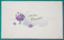 Antik szecessziós üdvözlőlap, írott képeslap, 1914, " Ibolya "