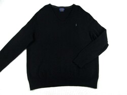 EREDETI RALPH LAUREN (2XL) HOSSZÚ UJJÚ FÉRFI FEKETE GYAPJÚ PULÓVER