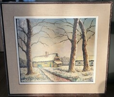 J.Bernard 50x40 olaj, farost festmény