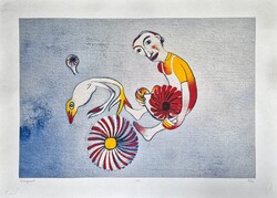 Földi Péter - Virágszedő 60 x 84 cm computer print, merített papír