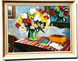 Csodálatos virág csendélet,ismeretlen szignóval,60x80-s olajv.