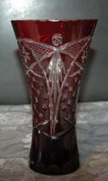 Ruby Red Crystal Vase – 20 cm – Hand-Cut Dublé Glass