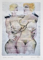 Ef Zámbó István - Lányok csengővel 42 x 30 cm computer print, merített papír