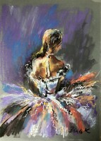 Balerina sorozat. Pasztell festmény 35x25 cm! Egy dolgozó vagy hálószoba dísze lehet!