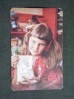 Kártyanaptár,Sárréti tej ÖKV,Szeghalom tejipari vállalat,gyerek modell,1979, (1)   ,sérült,
