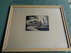 Korda Béla Itatás fametszet