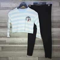 Mango hosszúujjú haspóló és George fekete leggings lány szett, 8-10 év