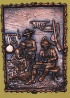 Réz falidísz – Paraszti életkép, 3D dombormű