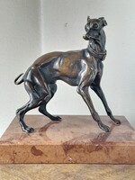 Fülöp Tibor bronz agár szobor-limitált sorozat 30/99,márvány talapzaton, art deco stílus!