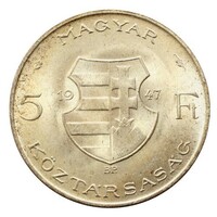 1947  verdefényes ezüst  5 forintos