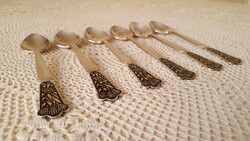 Régi ezüstözött,zománcos orosz teáskanál készlet