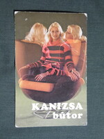 Kártyanaptár,Nagykanizsa,Kanizsa bútorgyár,női modell, 1979, (1)   ,sérült,