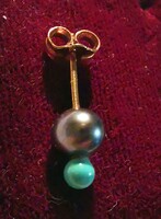 14K.arany single fulbevalo,fekete gyongy