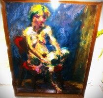 Eladó a képen látható Félegyházi László olajpasztell festmény.