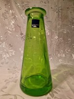 Csodaszép zöld színű LEONARDO üveg váza, 19 cm magas