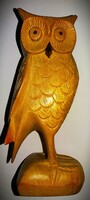 Gyönyörű NÉPMŰVÉSZ IPARMŰVÉSZ fából faragott Art Deco BAGOLY figura 15 cm a képek szerint