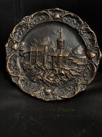 Domborműves réz falitányér – Öreg Vár, Győr