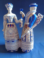 Ritka, kékkel és arannyal gazdagon díszített Hollóházi porcelán figura pár.
