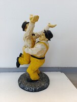 Retro bútor dohányzó asztal láb Stan és Pan festett plasztik szobor film figura üveglap nélkül 826