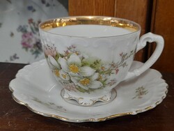 Ritka PLS Austria Pfeiffer & Lowenstein 1918-1941,Virág Kézi Festett Kávé-Teás Csésze Szett Készlet.