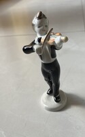 Hollóháza ,porcelán hegedűs ,kézzel festett