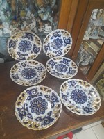 Alt Christian Fischer,Pirkenhammer Kobalt,Aranyozott,Kézi Festett Áttört Süteményes Tányér Készlet.