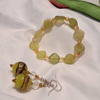 Muránói üveg  fülbevaló és karkötő – kézműves, egyedi ékszer