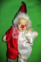 Régi babzsákos porcelán fejű kicsi bohóc baba figura 10 cm a képek szerint