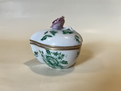 Herendi, antik Herendi, „ó Herendi”, virág mintás szív alakú bonbonier.  Sérült!