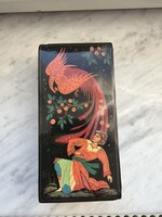 Tündéri Orosz kézzel festett lakk fa doboz jelzett.