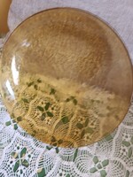 Borostyán színű üveg tányér