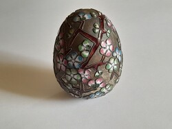 Ezüstözött nagyon aprólékosan kidolgozott zománc díszítéses tojás