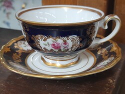 Német,Germany Reichenbach Echt Kobaltkék,Kézi Festett,Aranyozott Mokkás Csésze Szett.