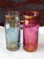 Két régi aranyozott szájú színes pohár