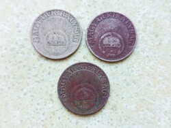 Magyarország 3 db Érme 20 Fillér 1926