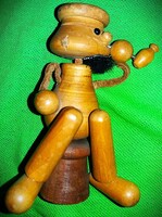 Régi ülő POPEYE a tengerész fa bábú fa figura 14 cm állapot a képek szerint