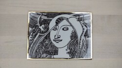 Ritka Szász Endre Hollóházi porcelán lap plakett