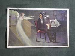 Képeslap,híres emberek,Tadeusz Korpal grafika,Frédéric Chopin zeneszerző, 1916-