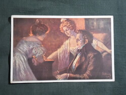 Képeslap,híres emberek,Fritzi Ulreich grafika,Franz Schubert zeneszerző, 1916-