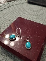 925-ös ezüst türkiz  köves  lógós fülbevaló  2,83 gr 3 cm hosszú