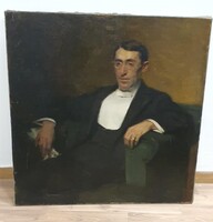 Glatter Gyula olaj-vászon festmény. Gyönyörűen kidolgozott férfi portré. 100x100-es