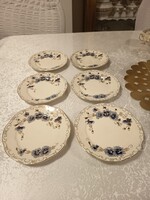 Zsolnay búzavirág mintás 6 db süteményes tányér