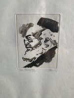 Kép egy rabbi portréjának grafikája, amelyet a jelzés alapján L. Ebeling készítet